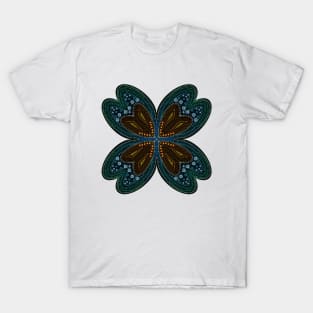 Symmetric Butterfly Mandala Green-Blue-Orange T-Shirt